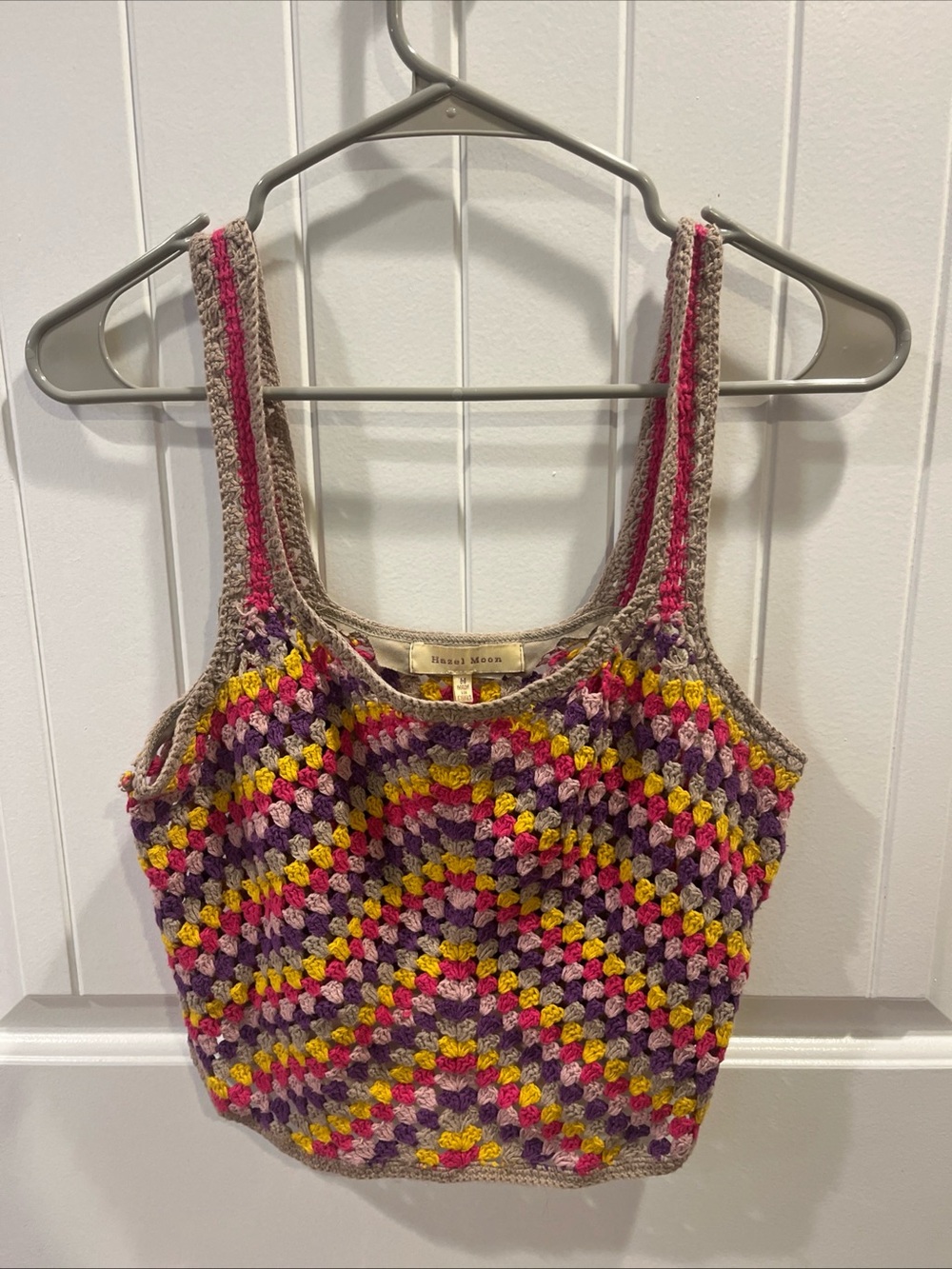 Handcrafted Crochet Tank Top — Multicolor (Purple, Pink, Yellow)
